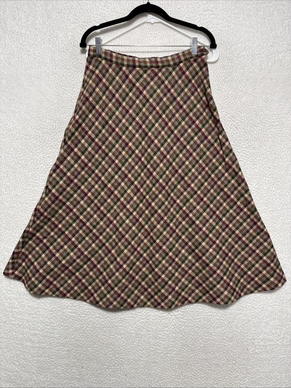 VTG 70’s Plaid Wool Skirt Women’s Size 16 / 28” Waist